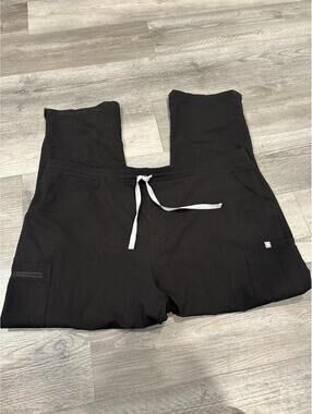 FIGS Kade Cargo Scrub Pants Black Medical Tech Straight Leg  Women’s XXL/P